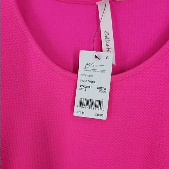 NY Collection Medium Pink Short Sleeve Knit Dress Barbiecore - Picture 5 of 6